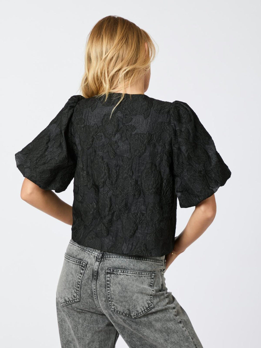 Neo Noir - Aska Jacquard Blouse - Black Bluser 