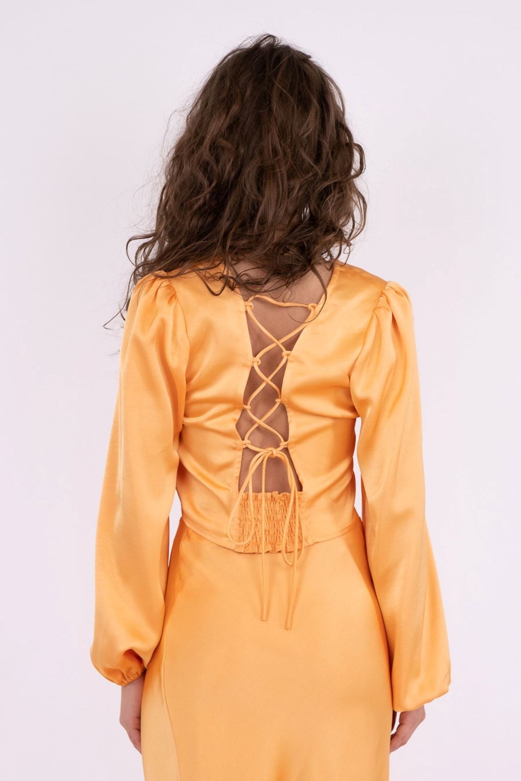 Neo Noir - Aura Heavy Sateen Blouse - Orange Bluser 