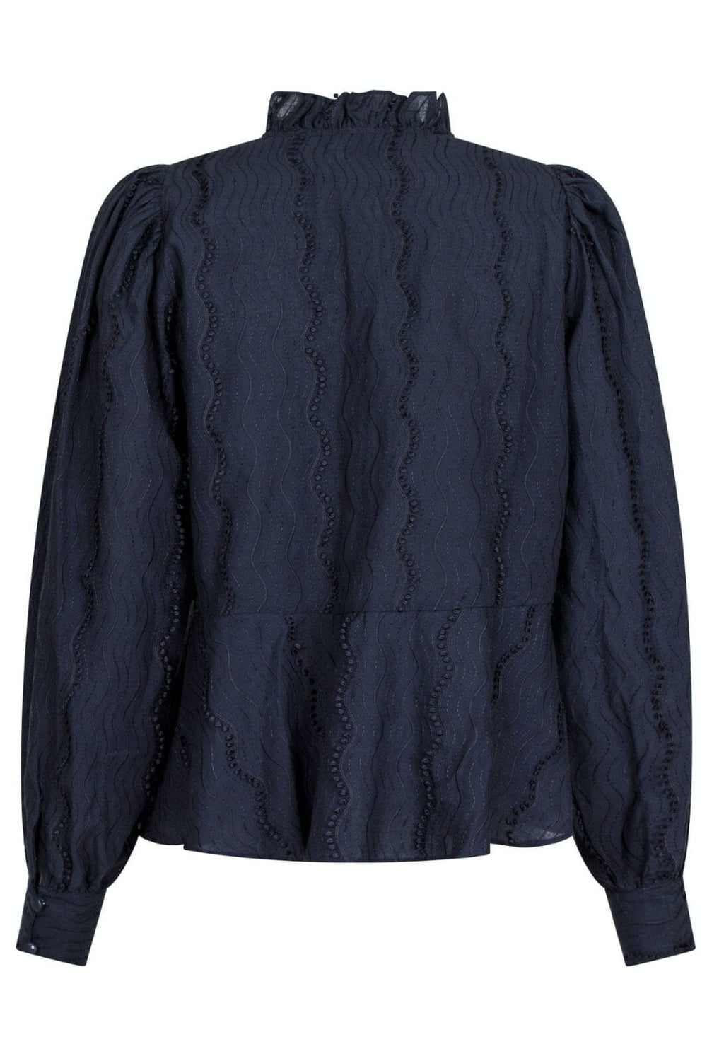 Neo Noir - Benito Wave Blouse - Navy Bluser 