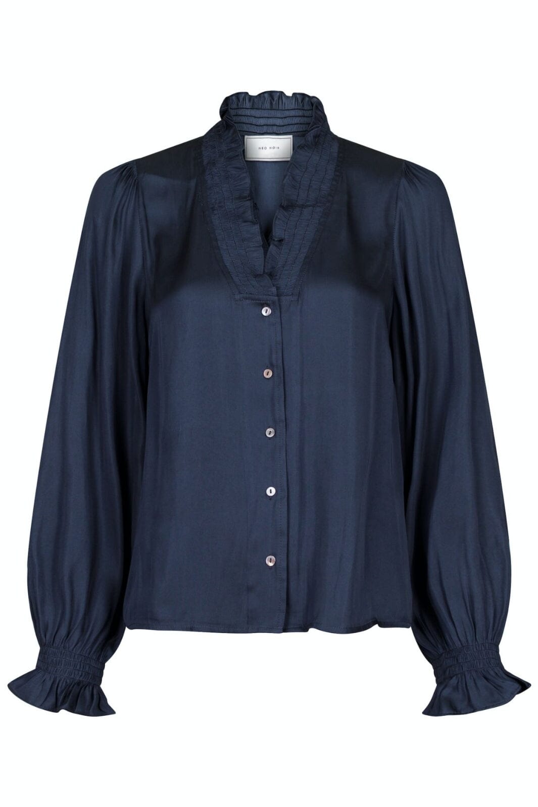 Neo Noir - Brielle Satin Blouse - Midnight Blue Bluser 