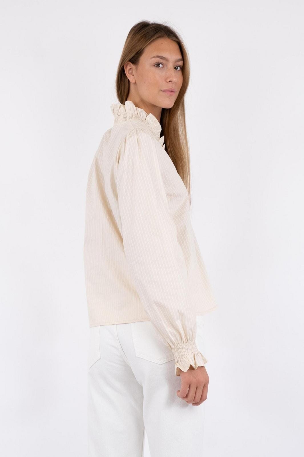 Neo Noir - Brielle Single Stripe Blouse - Sand Skjorter 