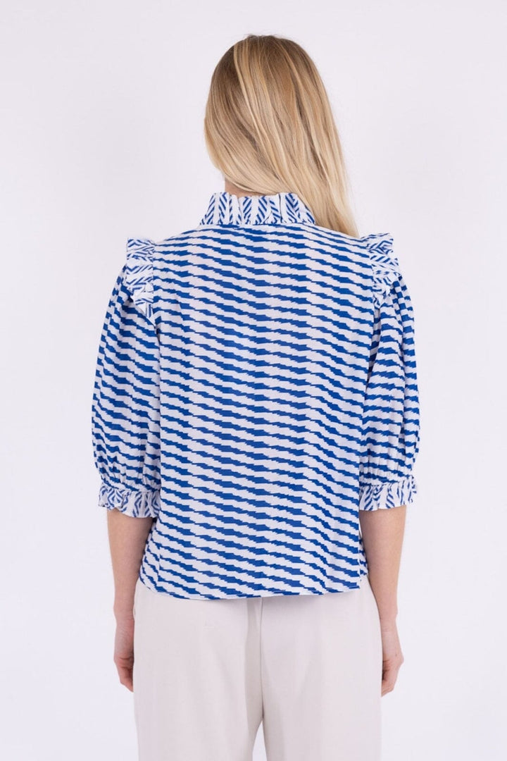 Neo Noir - Chacha Graphic Blouse - Blue Bluser 