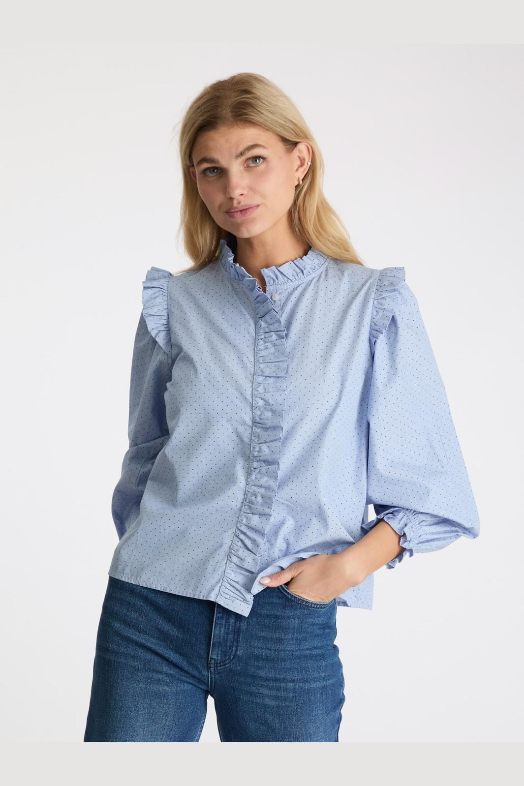 Neo Noir - Charly Mini Dot Blouse - Light Blue