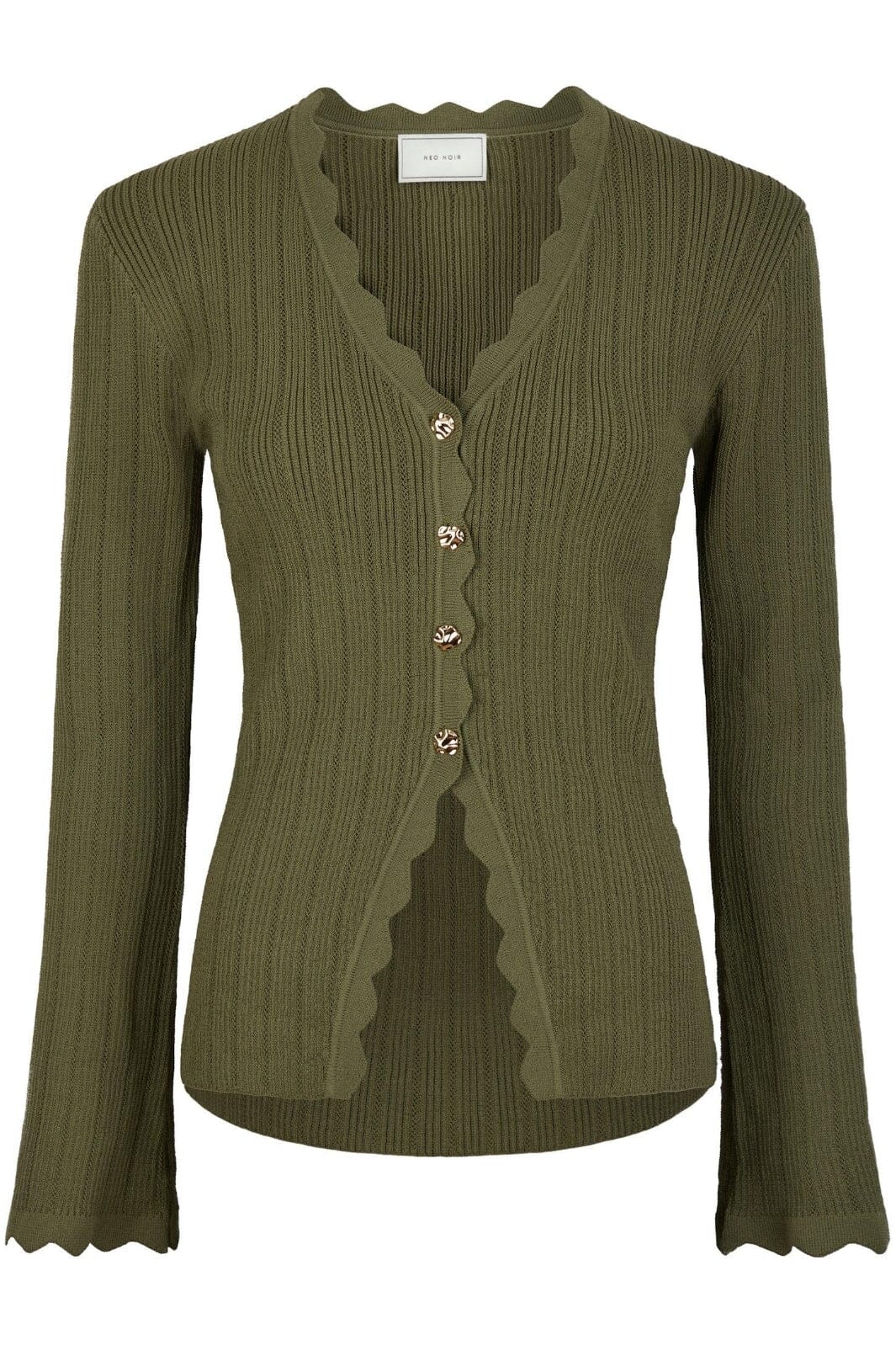 Neo Noir - Clara Stitch Knit Blouse 164484 - 605 - Olive