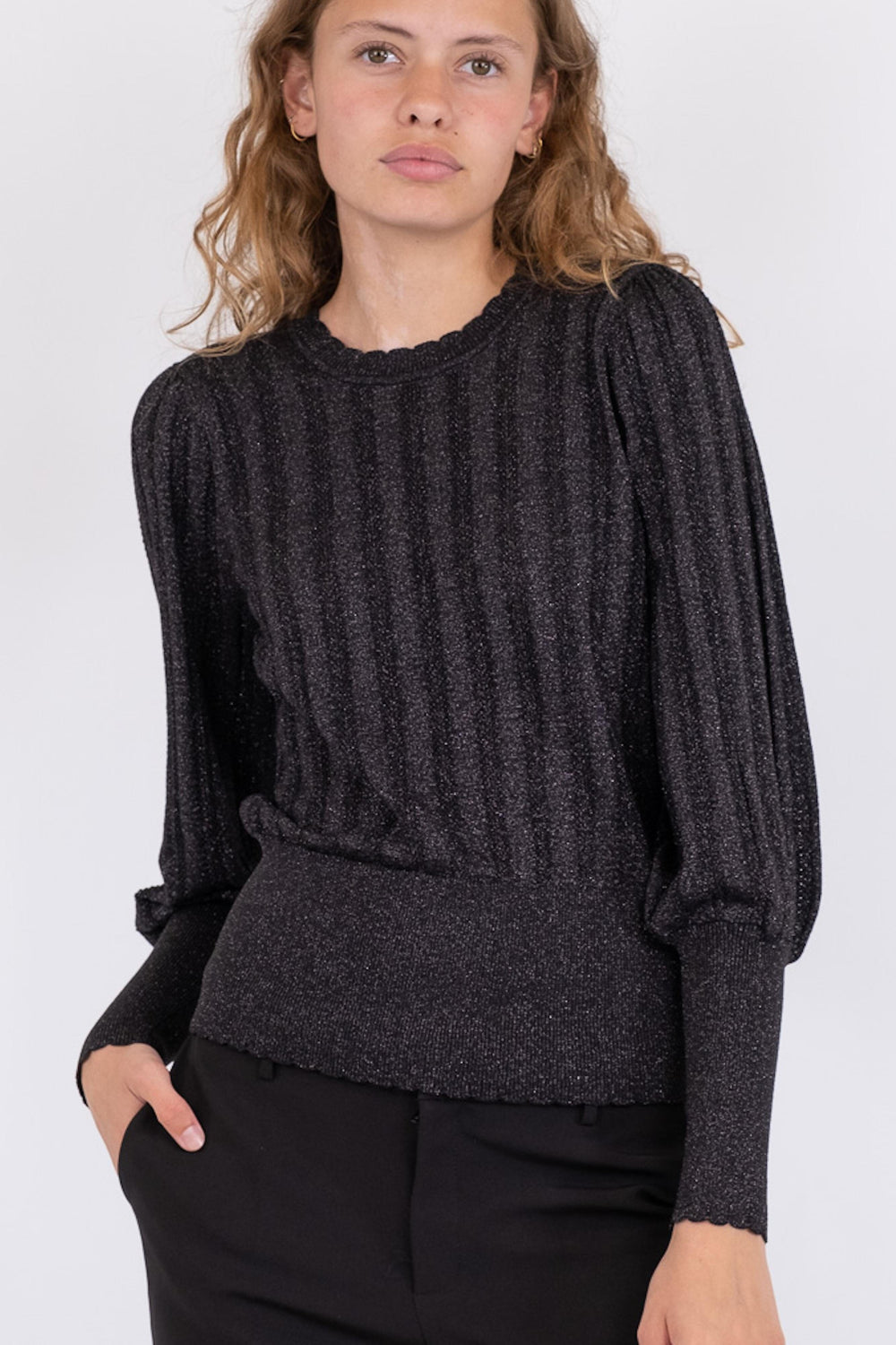 Neo Noir - Dary Glitter Knit Blouse - Black