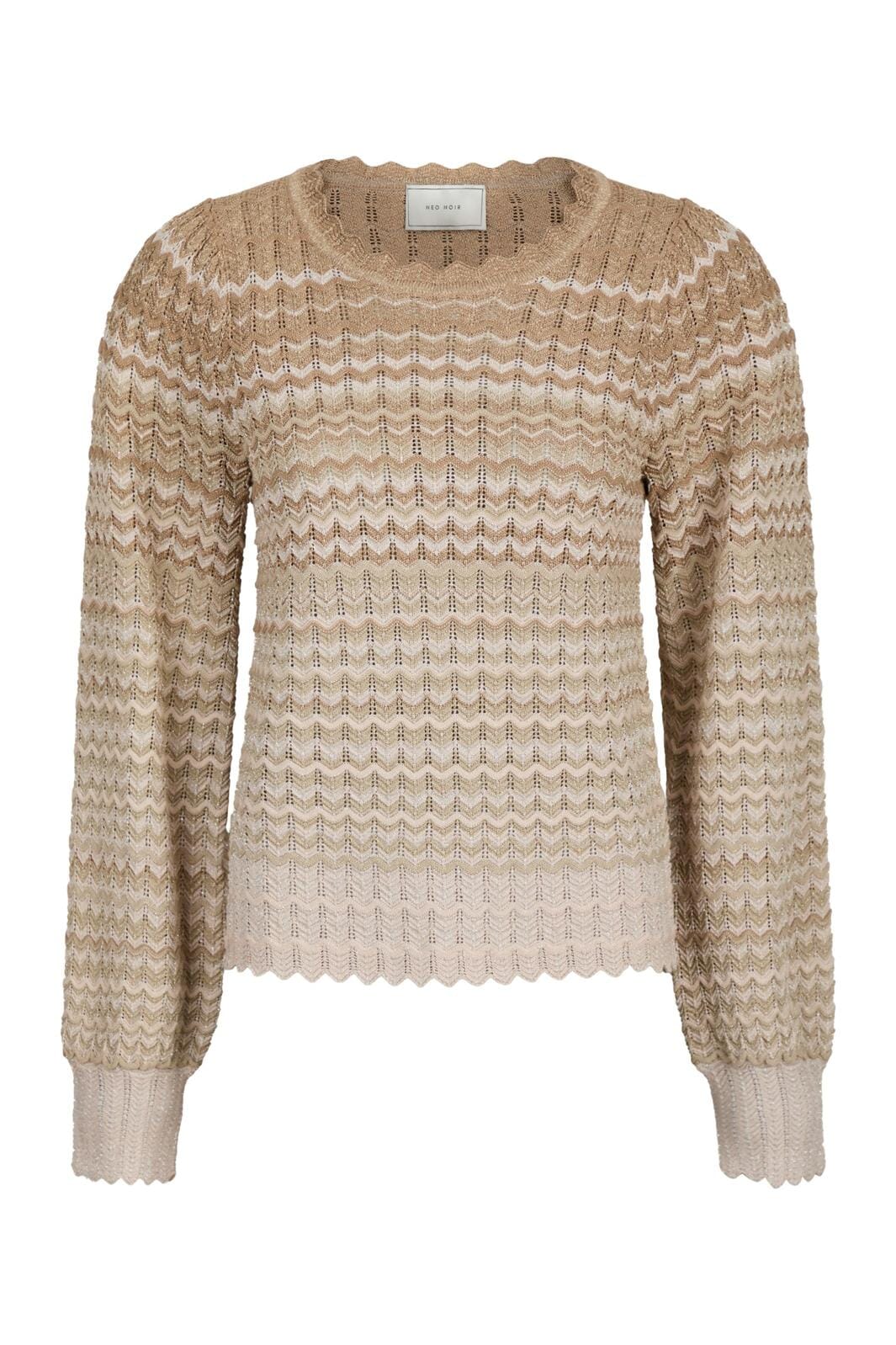 Neo Noir - Dito Chevron Knit Blouse 163872 - Light Brown