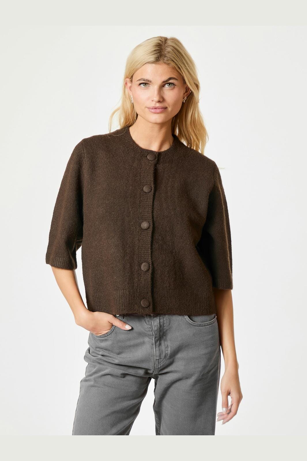 Neo Noir - Elmira Knit Cardigan - Chocolate Brown