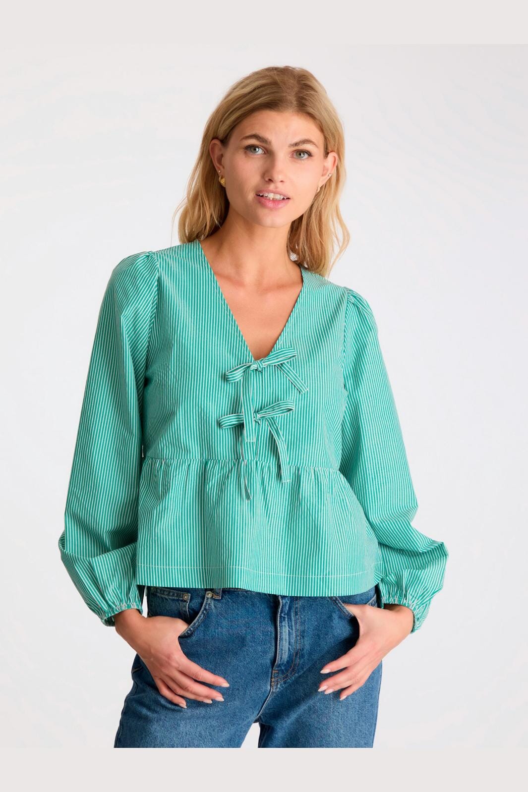 Neo Noir - Esmée Small Stripe Blouse - Green