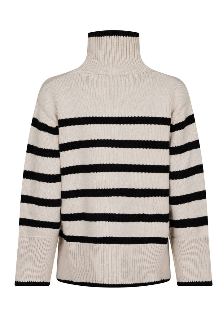 Neo Noir - Fanning Stripe Knit Blouse GZ - Sand Bluser 