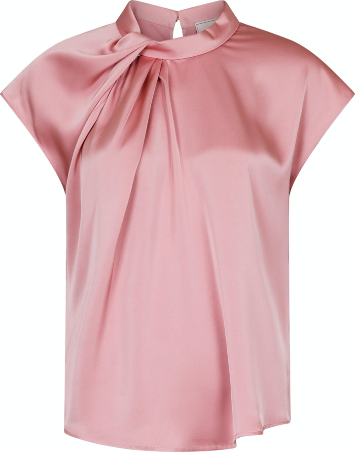 Neo Noir - Fleur Drapy Satin Blouse - Light Pink