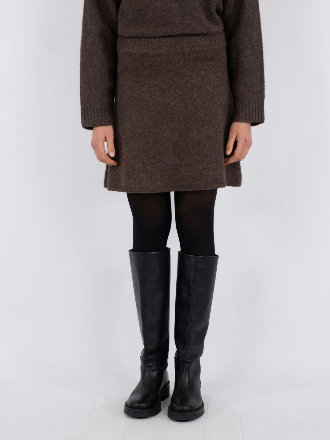 Neo Noir - Gisa Knit Skirt - Brown Melange