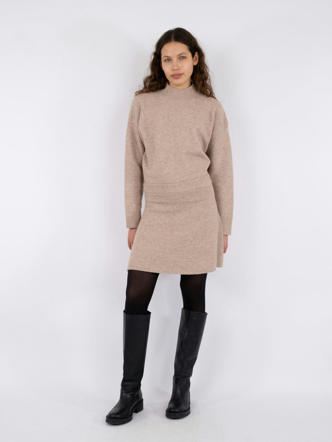 Neo Noir - Gisa Knit Skirt - Sand Melange