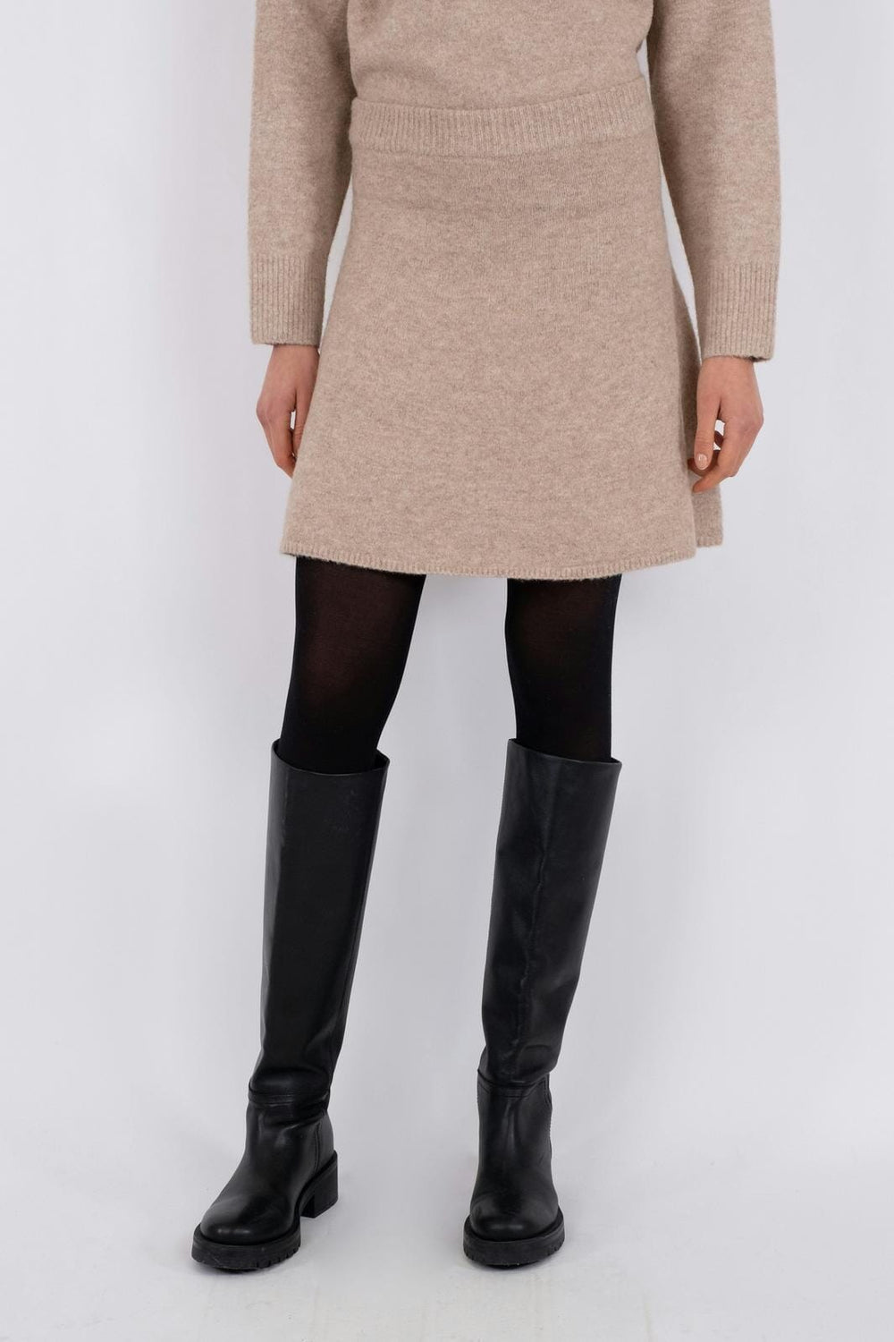 Neo Noir - Gisa Knit Skirt - Sand Melange