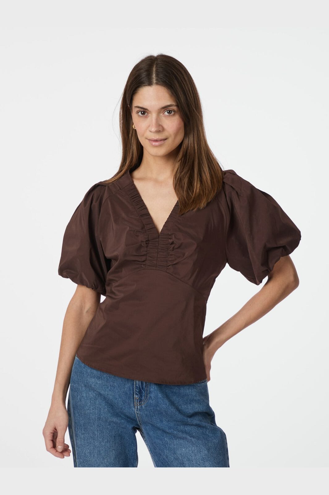 Neo Noir - Irina Poplin Blouse 162219 - 676 - Dark Brown