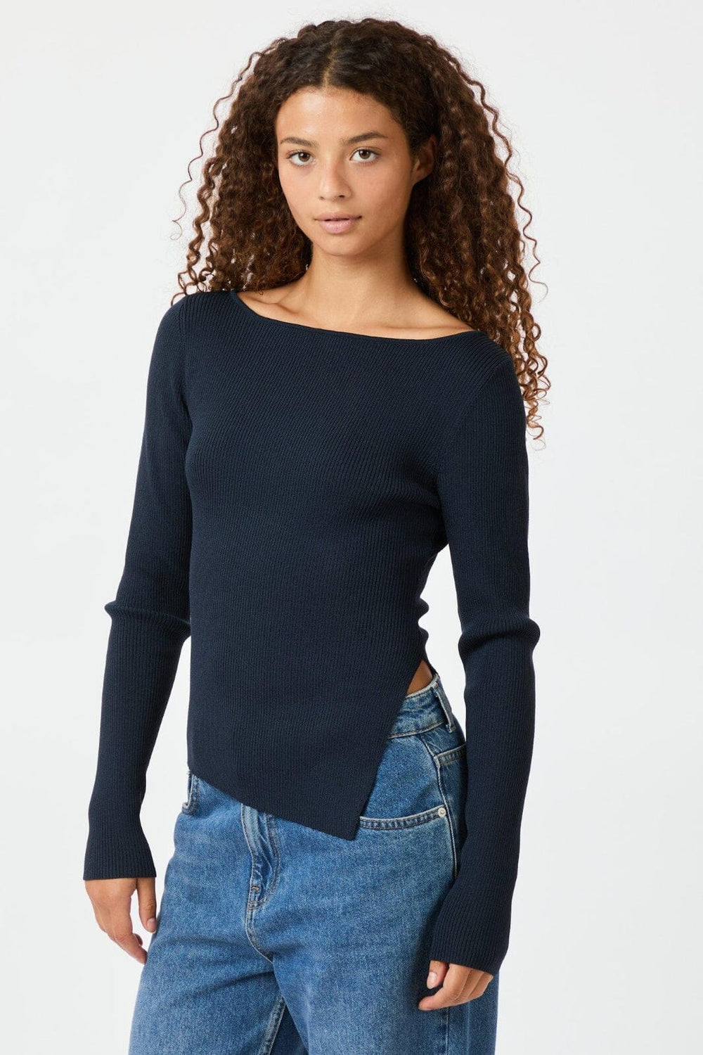 Neo Noir - Janna Knit Blouse 163393 - Midnight Blue Bluser 