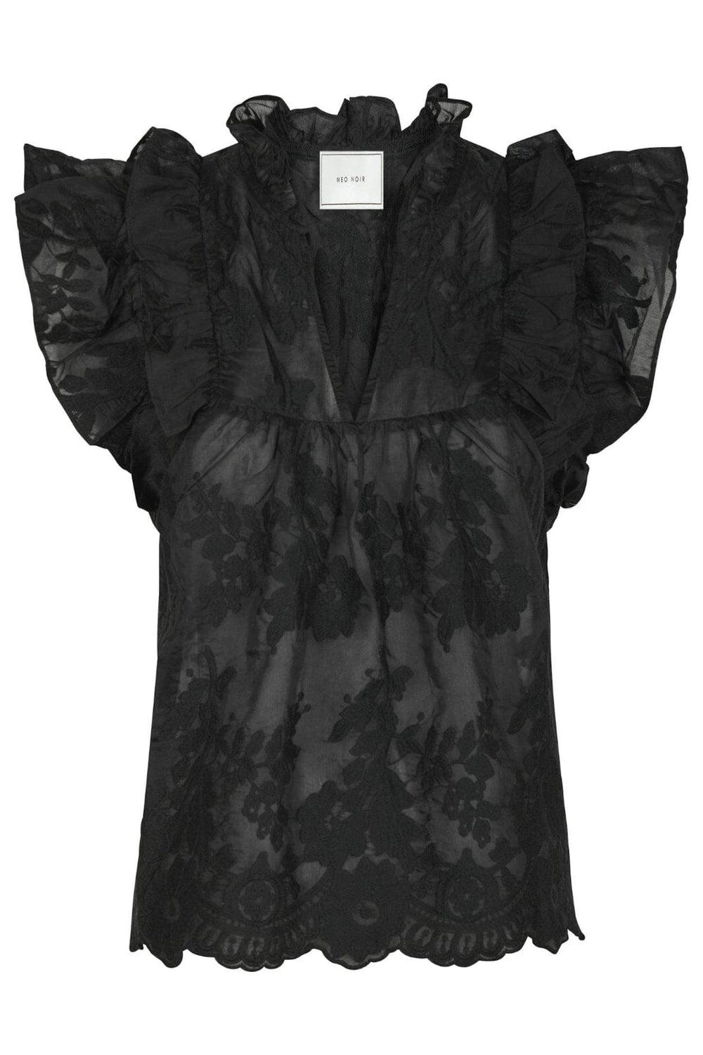 Neo Noir - Jayla Big Embroidery Top - Black Toppe 