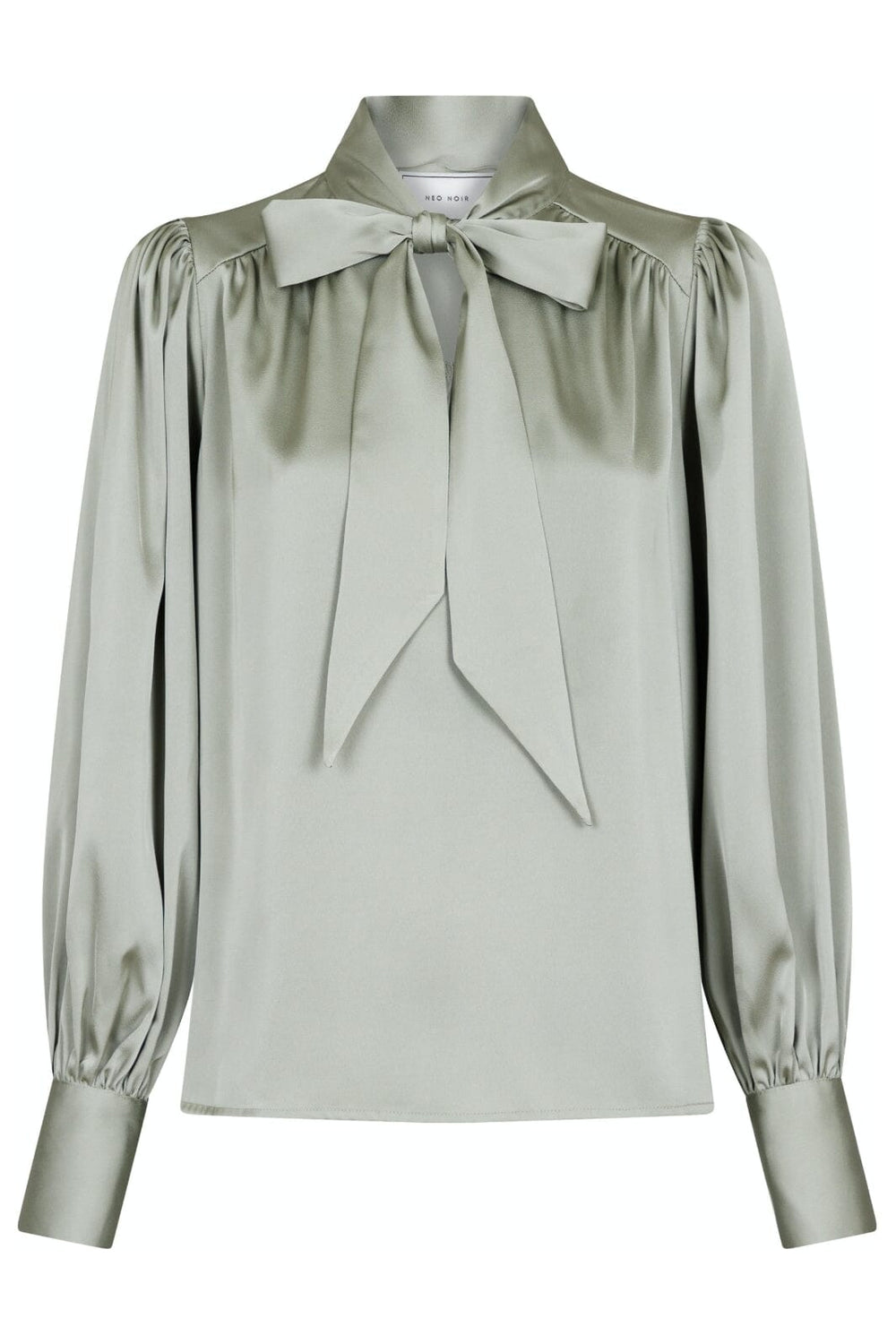 Neo Noir - Jaz Bow Blouse - Smoke Green Skjorter 