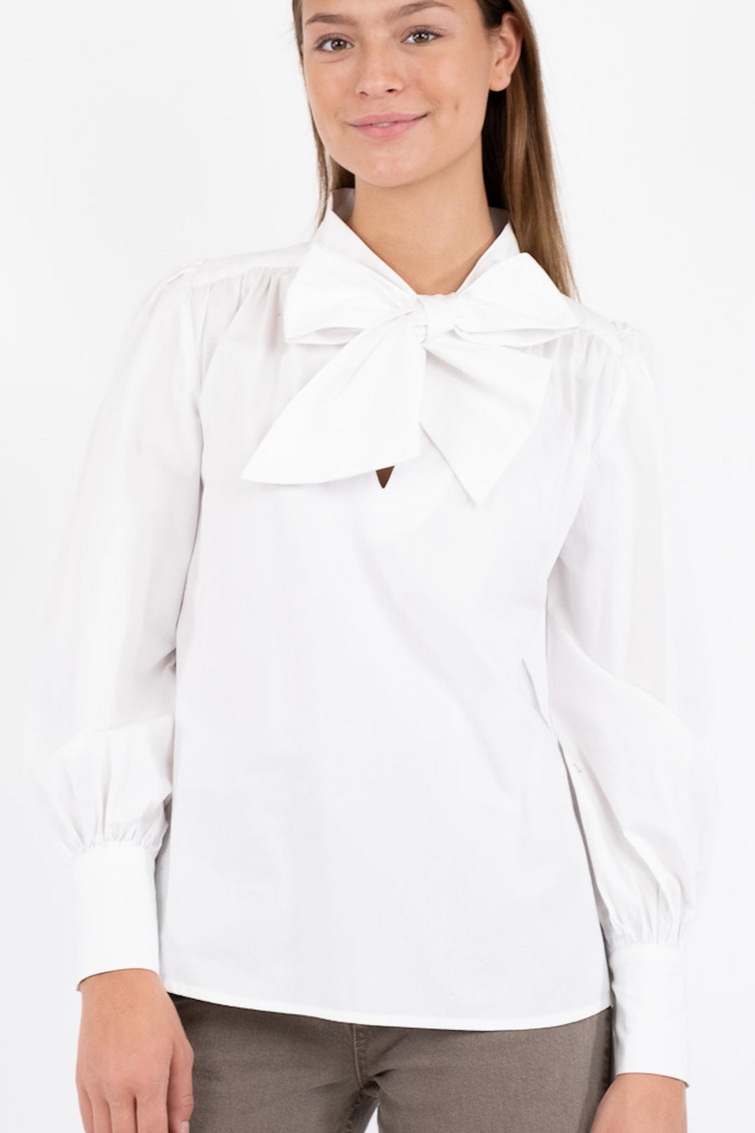 Neo Noir - Jaz Bow C Poplin Blouse - White