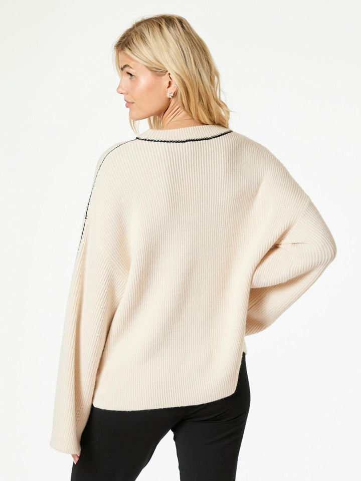 Neo Noir - Latte Knit Blouse - Ivory Strikbluser 