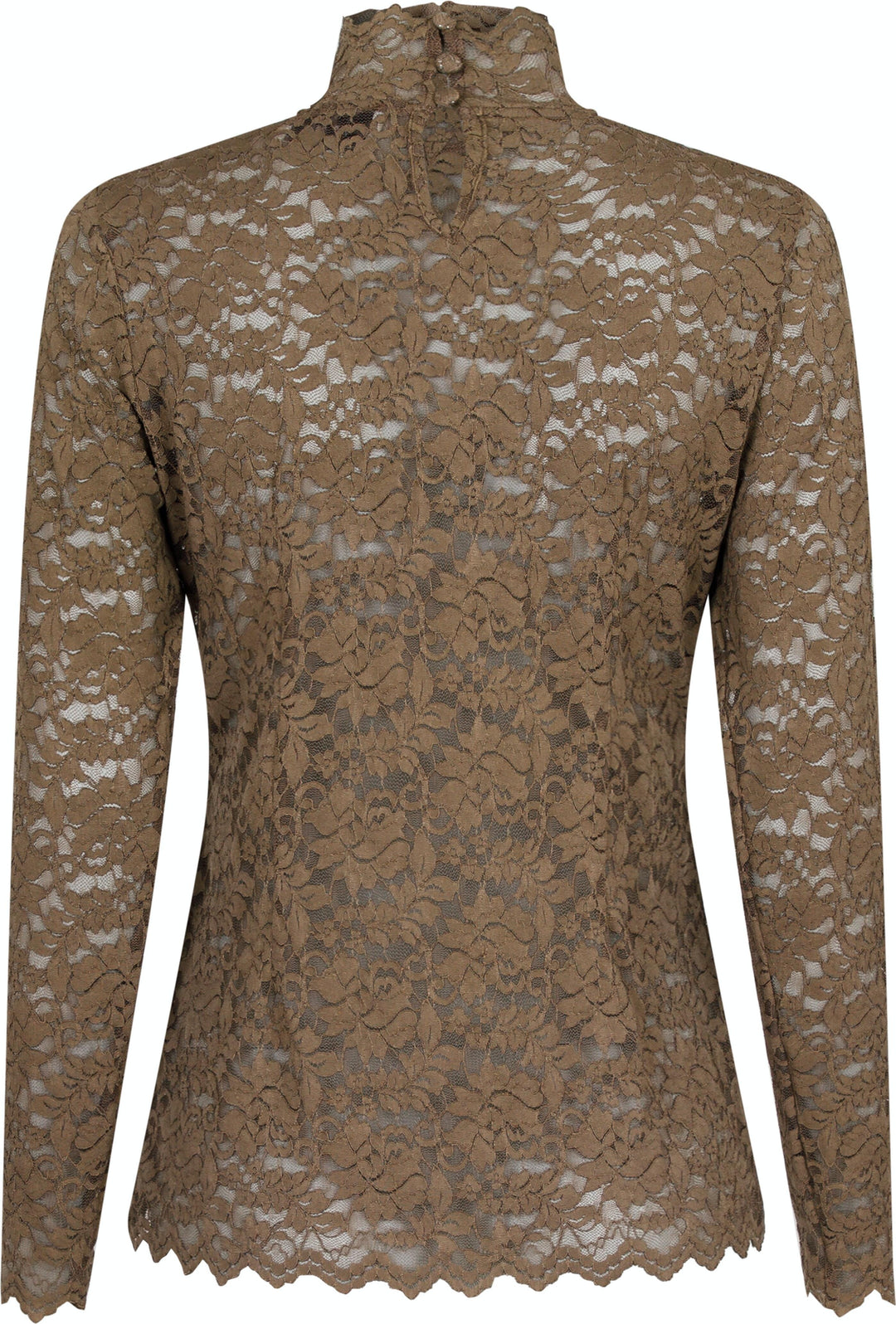 Neo Noir - Liza Laceflower Blouse - Dark Taupe