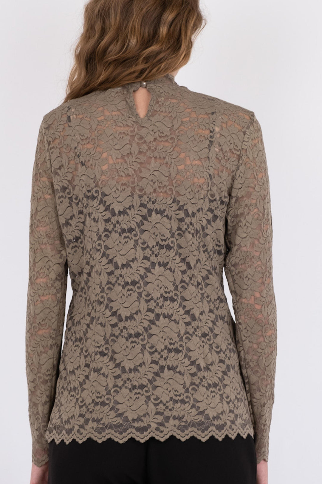 Neo Noir - Liza Laceflower Blouse - Dark Taupe