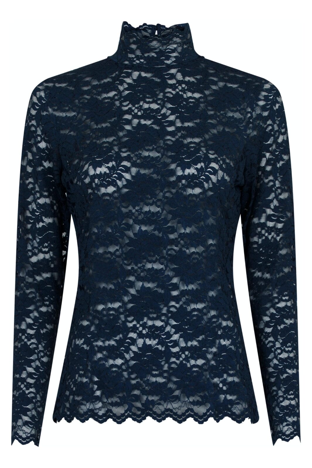 Neo Noir - Liza Laceflower Blouse - Navy Bluser 