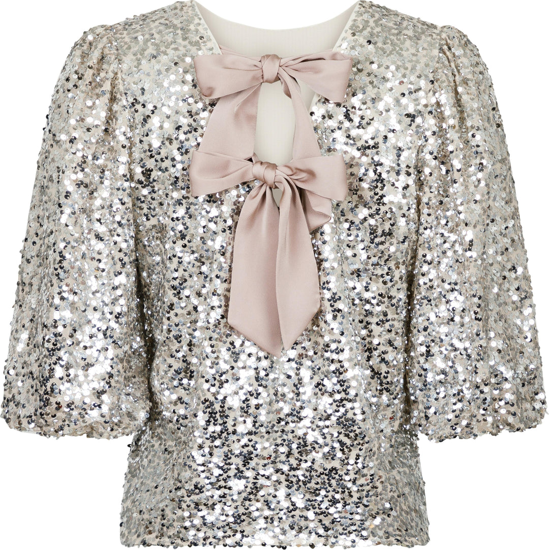 Neo Noir - Lorraine Sequins Blouse - Pale Gold