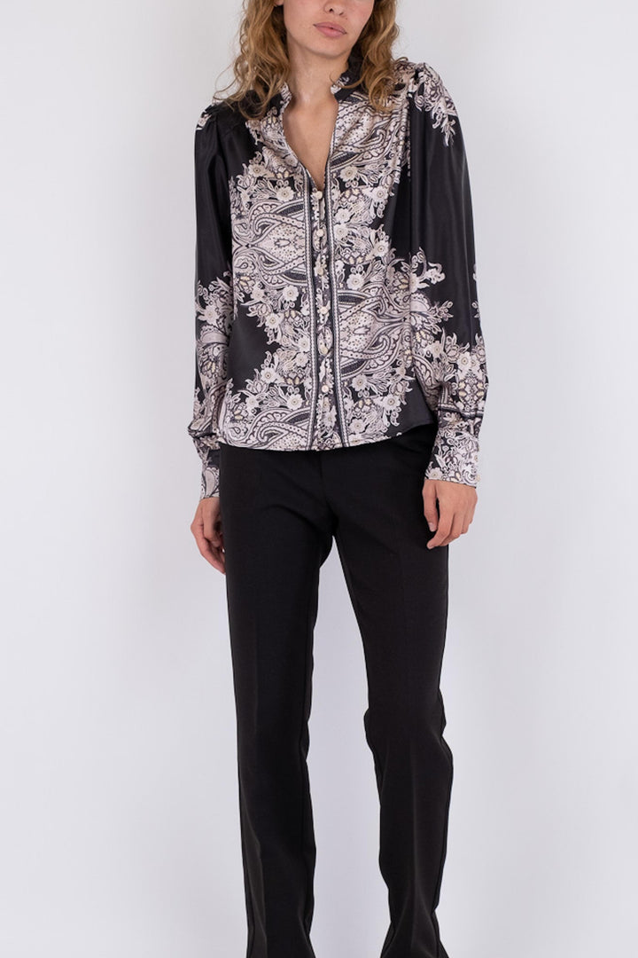 Neo Noir - Massima Paisley Border Blouse - Black