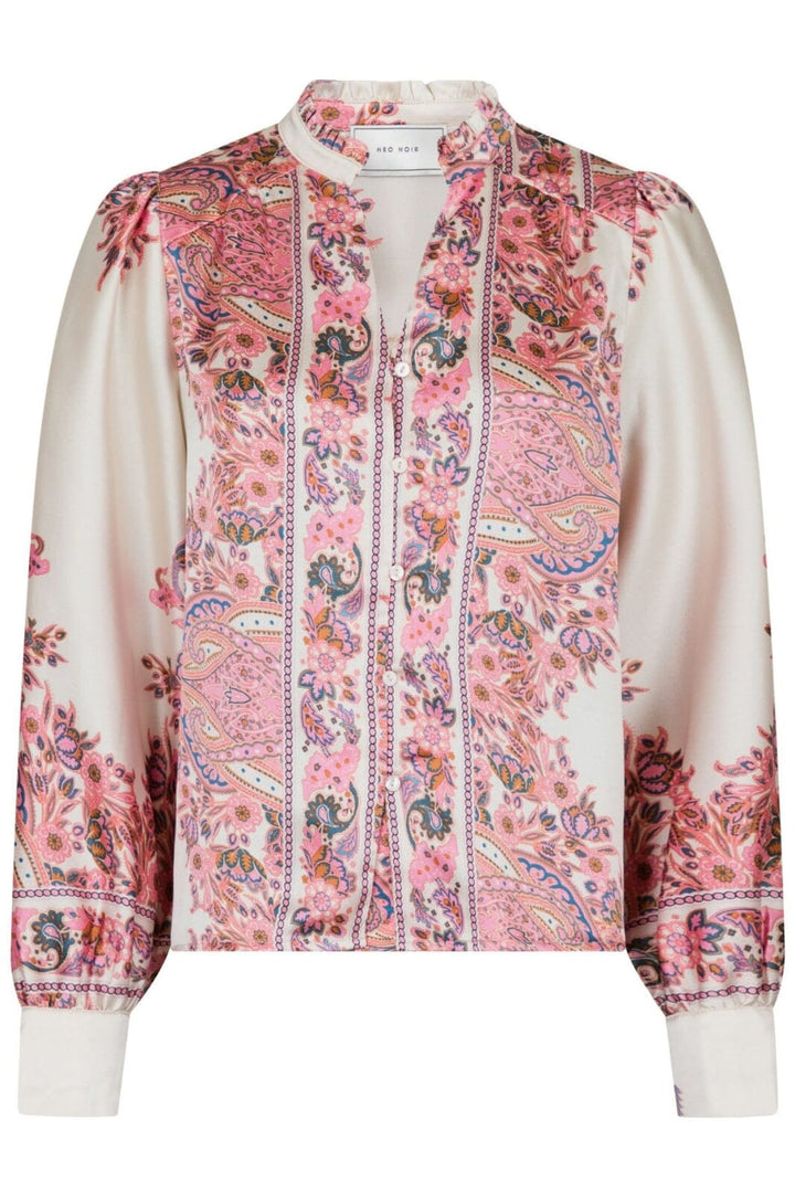 Neo Noir - Massima Paisley Border Blouse - Light Pink Skjorter 