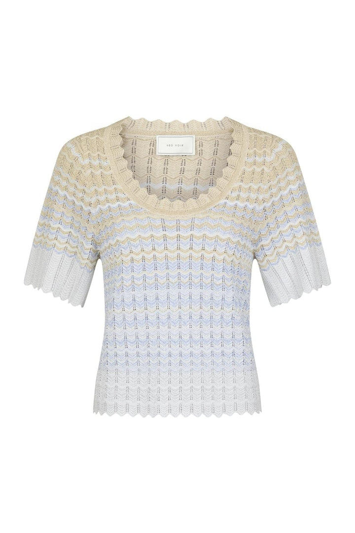 Neo Noir - Meiko Stitch Knit Blouse - Light Blue