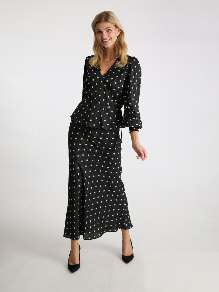 Neo Noir - Merry Retro Dot Blouse - Black Bluser 