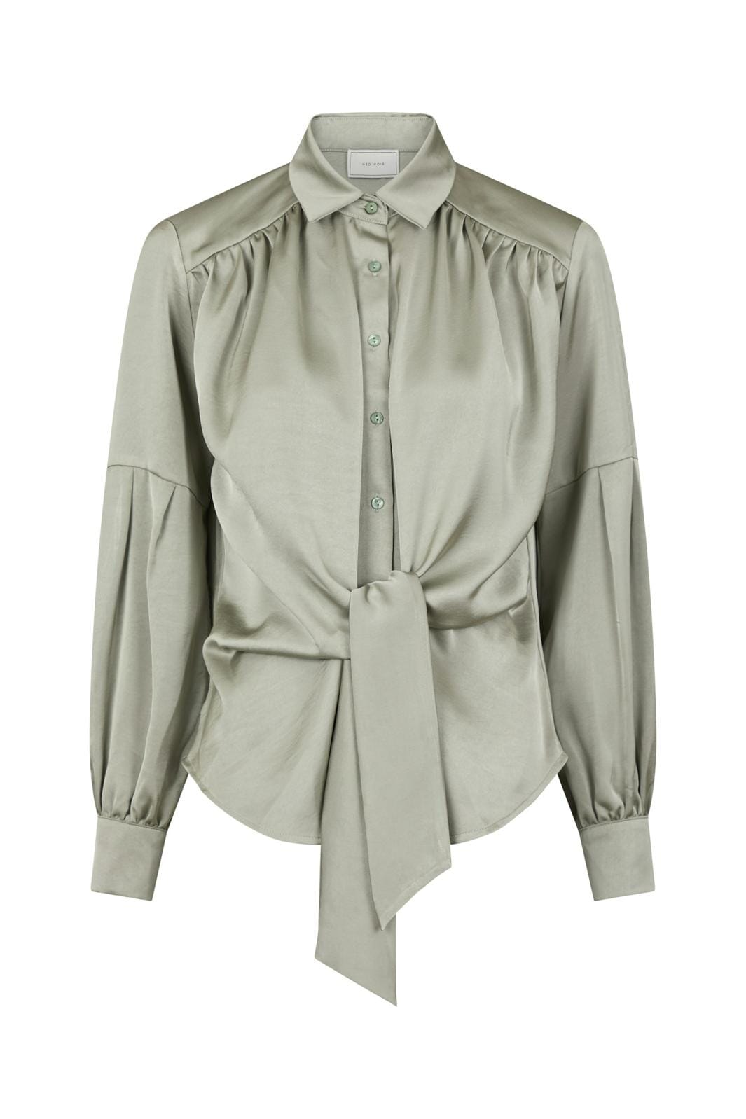 Neo Noir - Naja Satin Shirt - Smoke Green