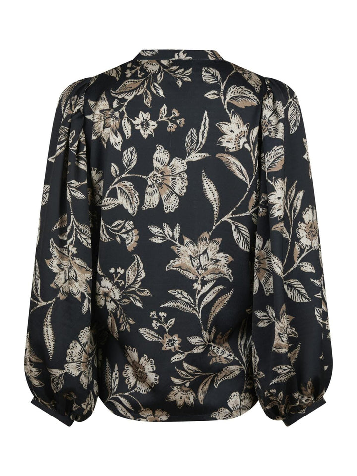 Neo Noir - Nani Canvas Flower Blouse - Dark Navy Skjorter 