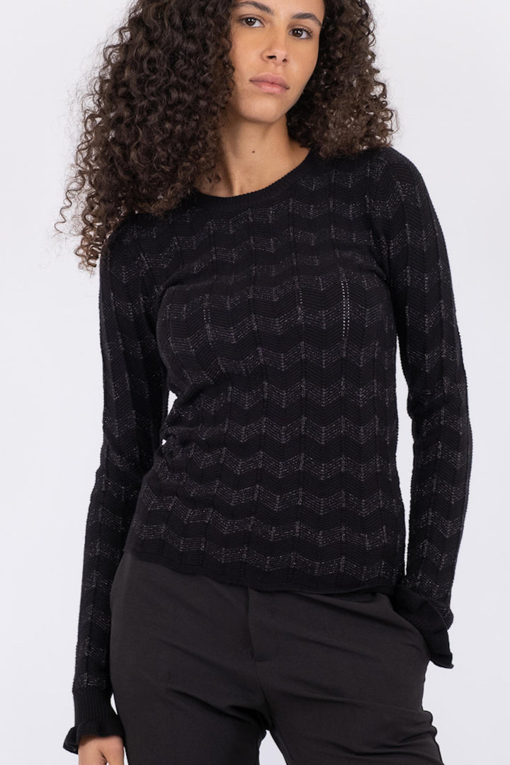 Neo Noir - Nelle Glitter Knit Blouse - Black