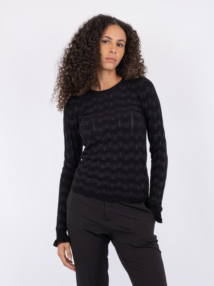 Neo Noir - Nelle Glitter Knit Blouse - Black