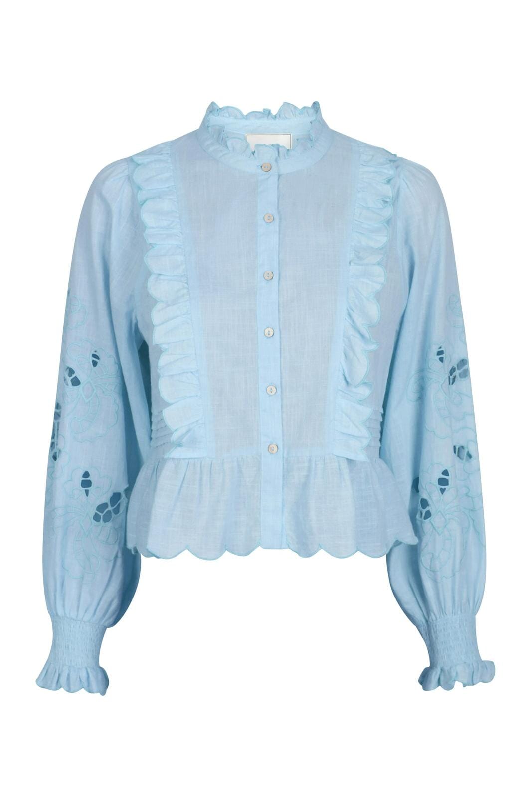 Neo Noir - Petrine Embroidery Blouse 161136 - 142 - Dusty Blue