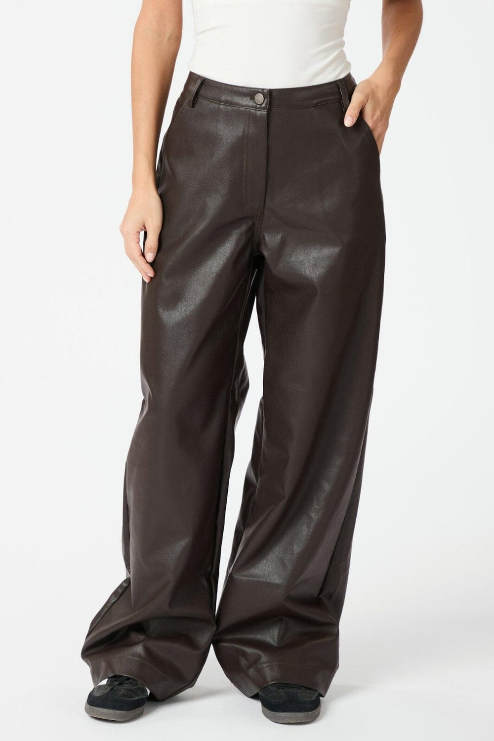 Neo Noir - Pinur Faux Leather Pants 164609 - 676 - Dark Brown