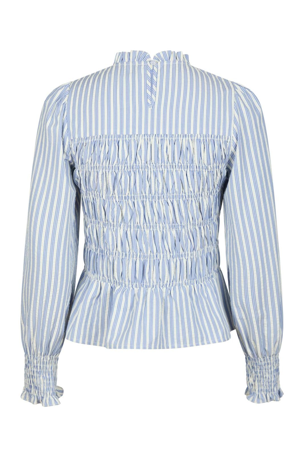 Neo Noir - Possa Stripe Smock Blouse 164667 - 145 - Light Blue