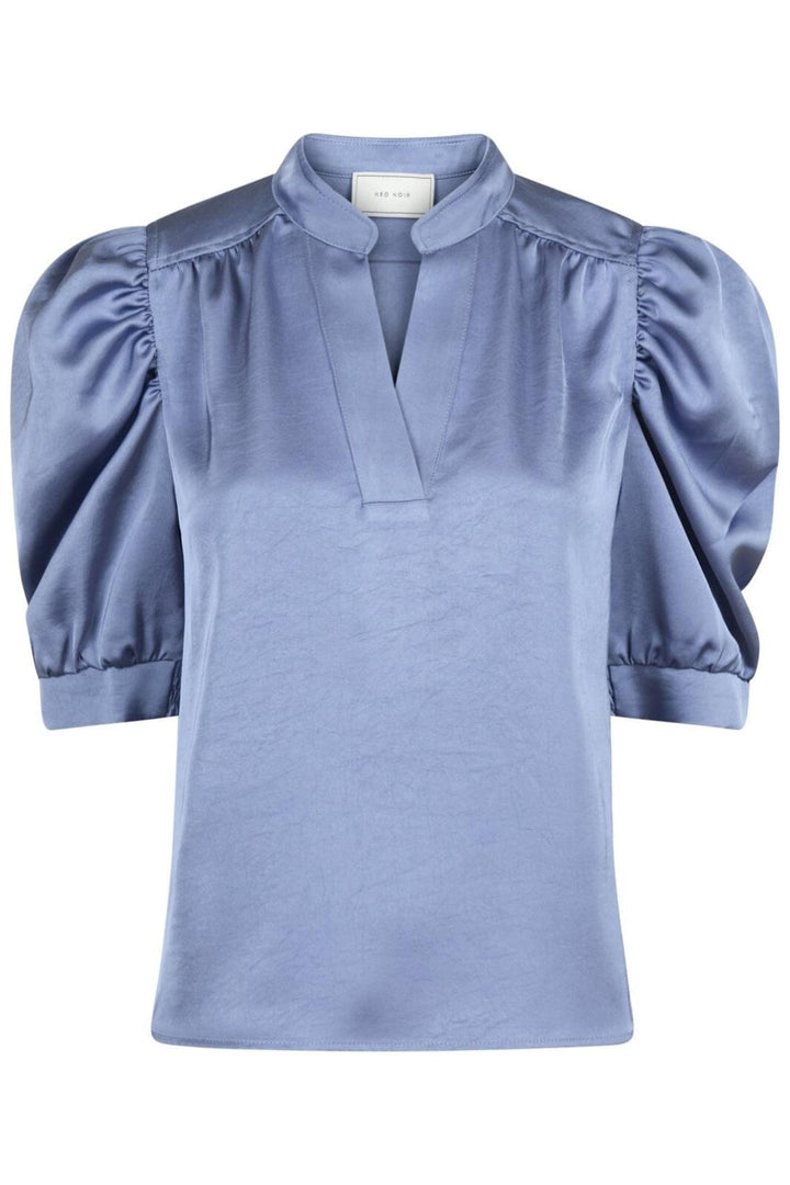 Neo Noir - Roella Heavy Sateen Blouse - Smoke Blue Bluser 