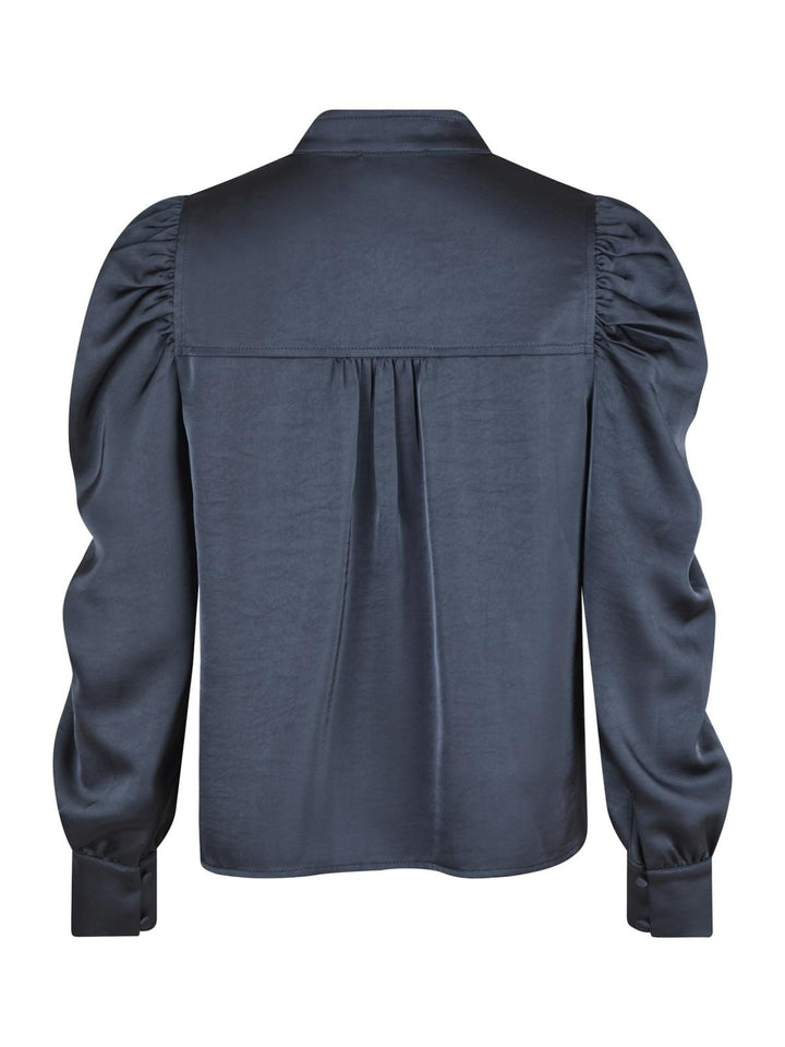 Neo Noir - Rosslyn Heavy Sateen Blouse - Midnight Blue Bluser 