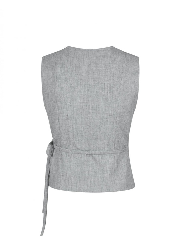 Neo Noir - Samara Wrap Waistcoat - Grey Melange Veste 