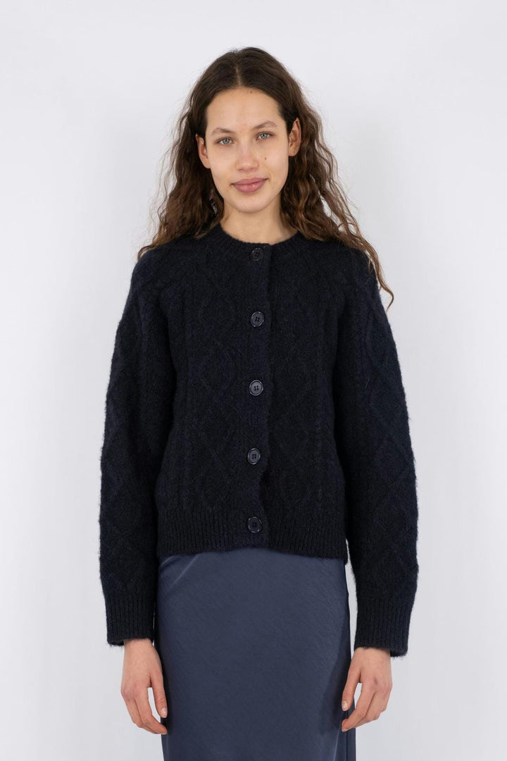 Neo Noir - Selda Cable Soft Knit Cardigan - Black