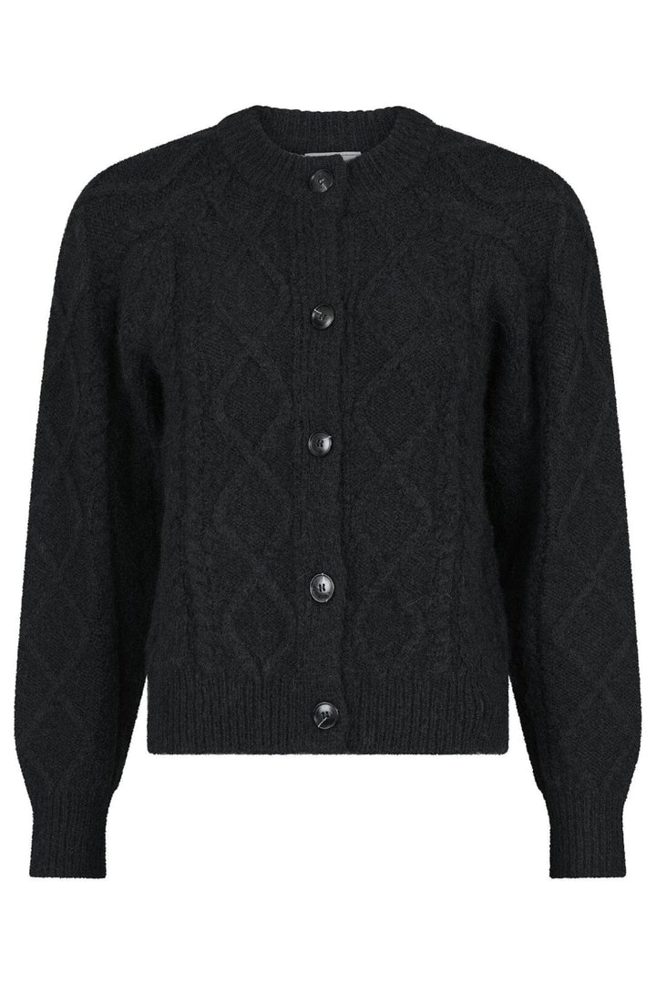 Neo Noir - Selda Cable Soft Knit Cardigan - Black Cardigans 