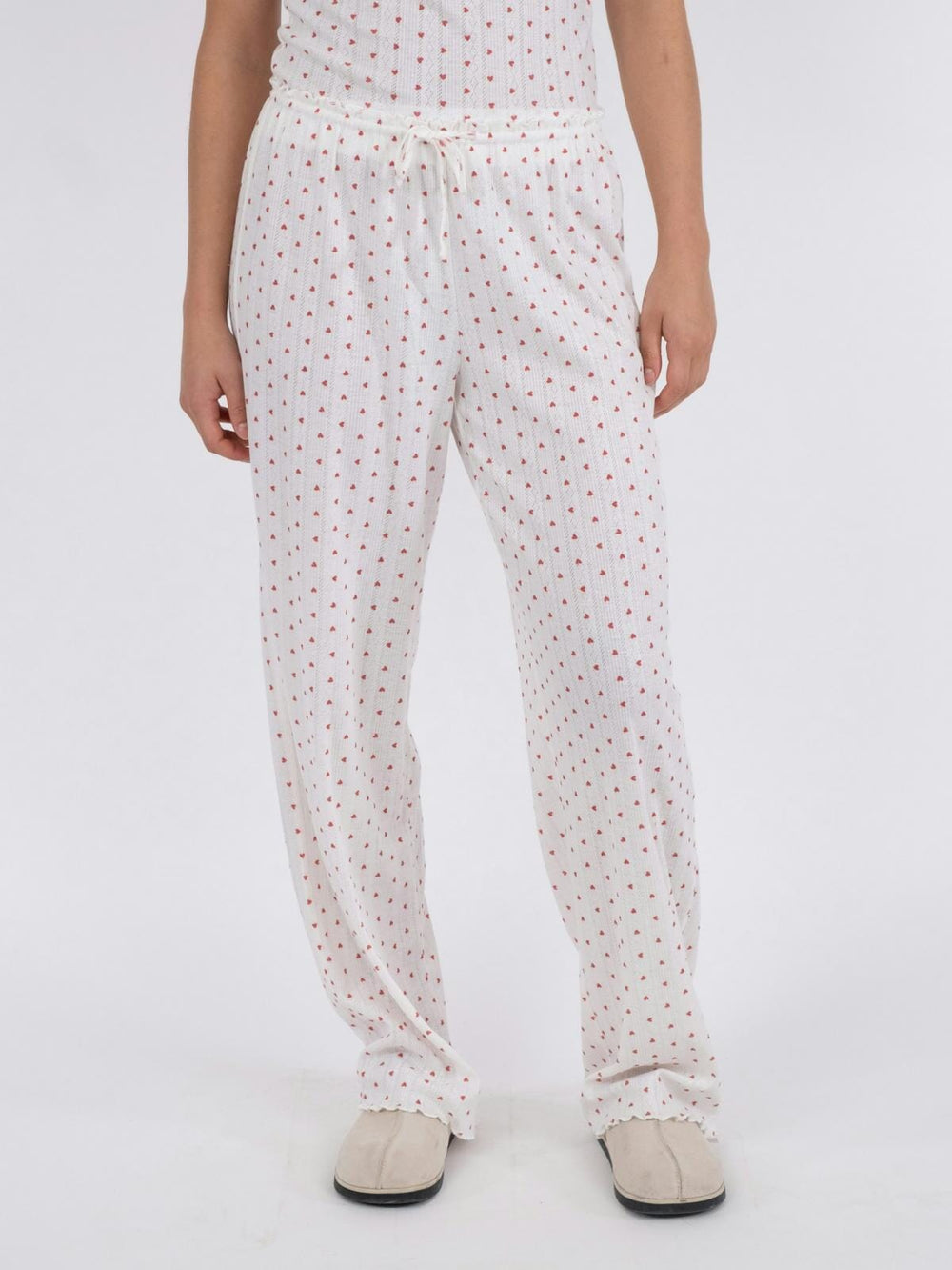 Neo Noir - Serafina Pointelle Heart Pants - 120 White Bukser 