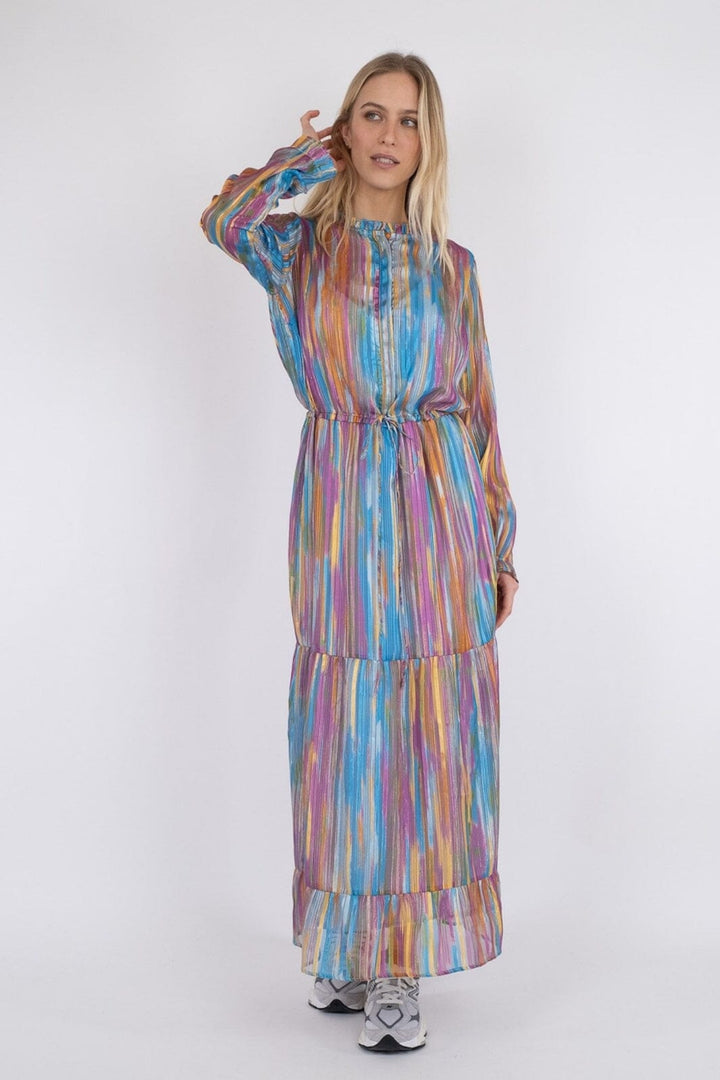 Neo Noir - Silo Blurred Stripe Dress - Pink Kjoler 