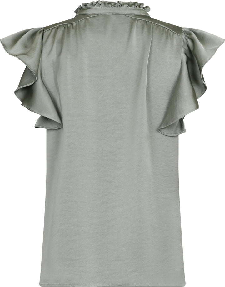 Neo Noir - Stella Heavy Sateen Blouse - Smoke Green