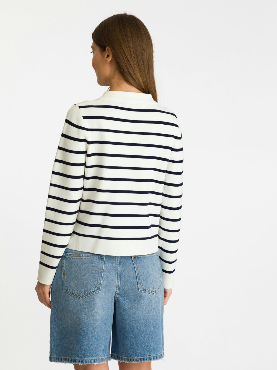 Neo Noir - Tippi Knit Stripe Cardigan - White/Navy