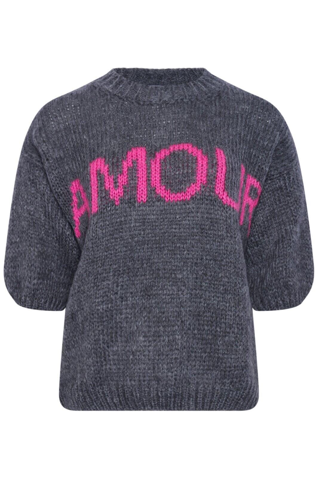 Noella - Amour Knit - 1033 Dark Grey Pink Combo Strikbluser 