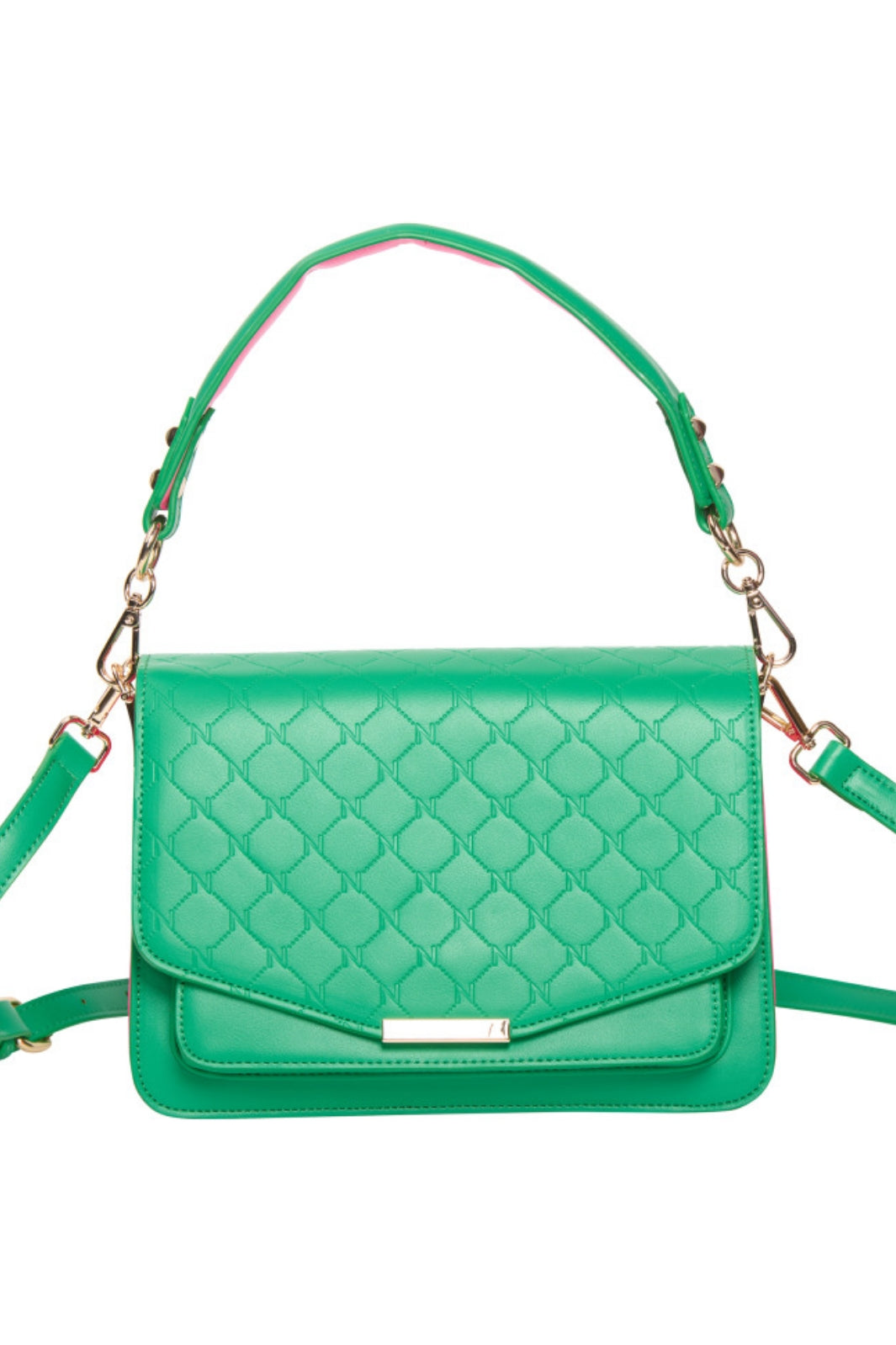 Noella - Blanca Multi Compartment Logo Bag - Green / Neon Pink Tasker 