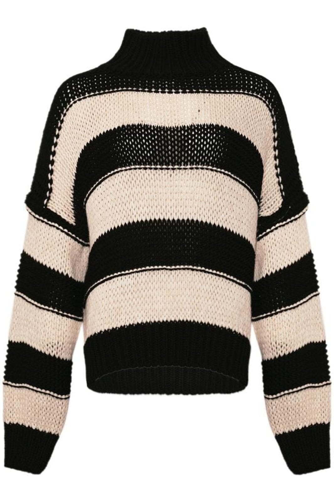 Noella - Kath Knit - 1221 Black Ivory Stripe Strikbluser 